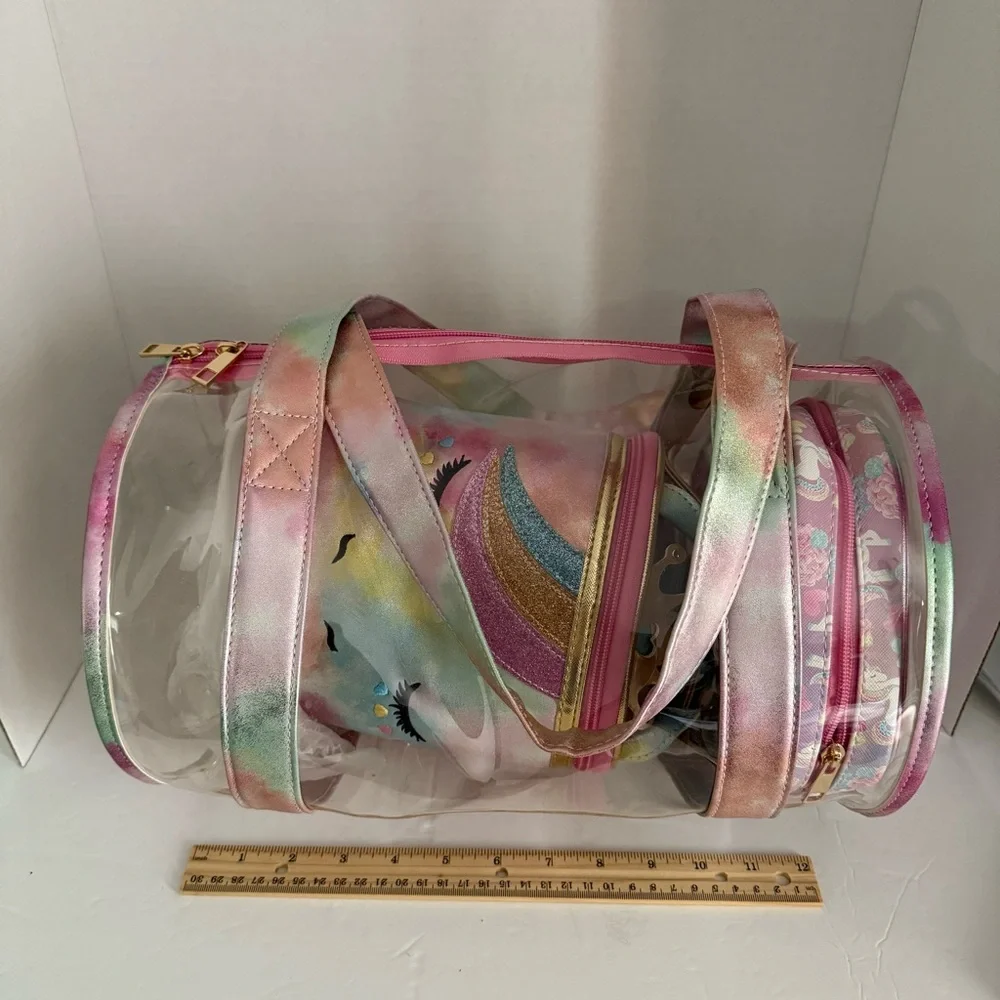 Underonesky Colorful Unicorn Clear Tote Bag and travel bags